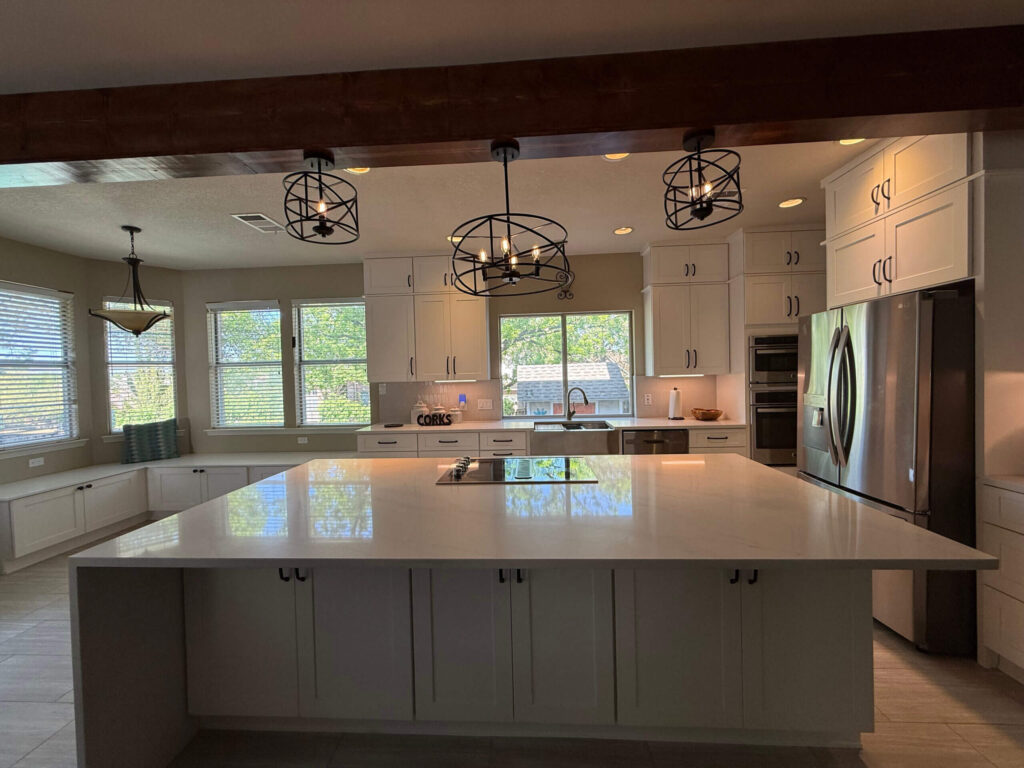 RTA White Shaker vanity with Arizona Tile Ridge countertop