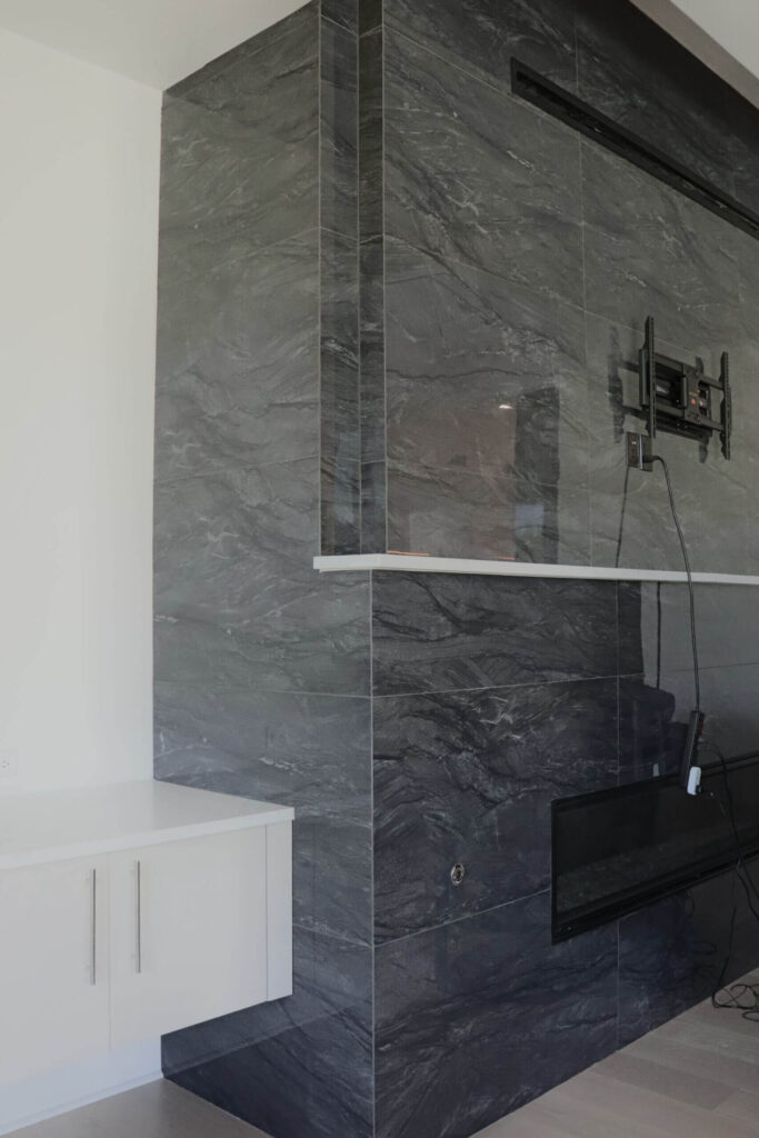 High gloss frameless cabinets in Anthracita and Cashmere kitchen remodeling West Lake Hills