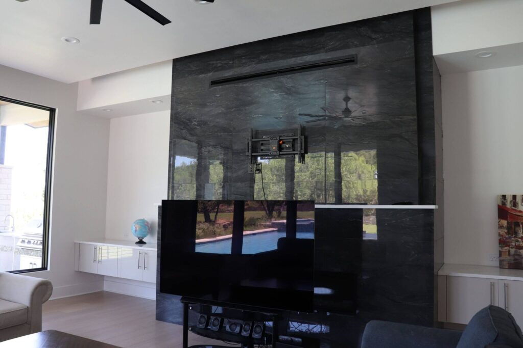 High gloss frameless cabinets in Anthracita and Cashmere kitchen remodeling West Lake Hills
